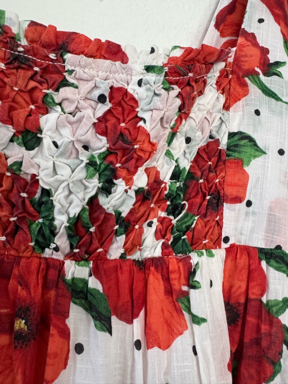 Maeve Anthropologie Square Neck Mini Babydoll Dress Red Floral Print Size Large - Picture 5 of 13